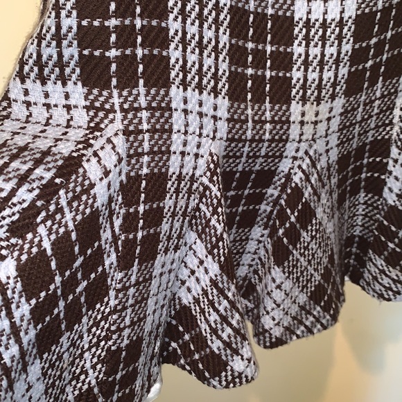 HELENA Tweed Plaid Flounce Girl Dress Short Sleeve Lined Crewneck Brown Gray 16 - Picture 2 of 9